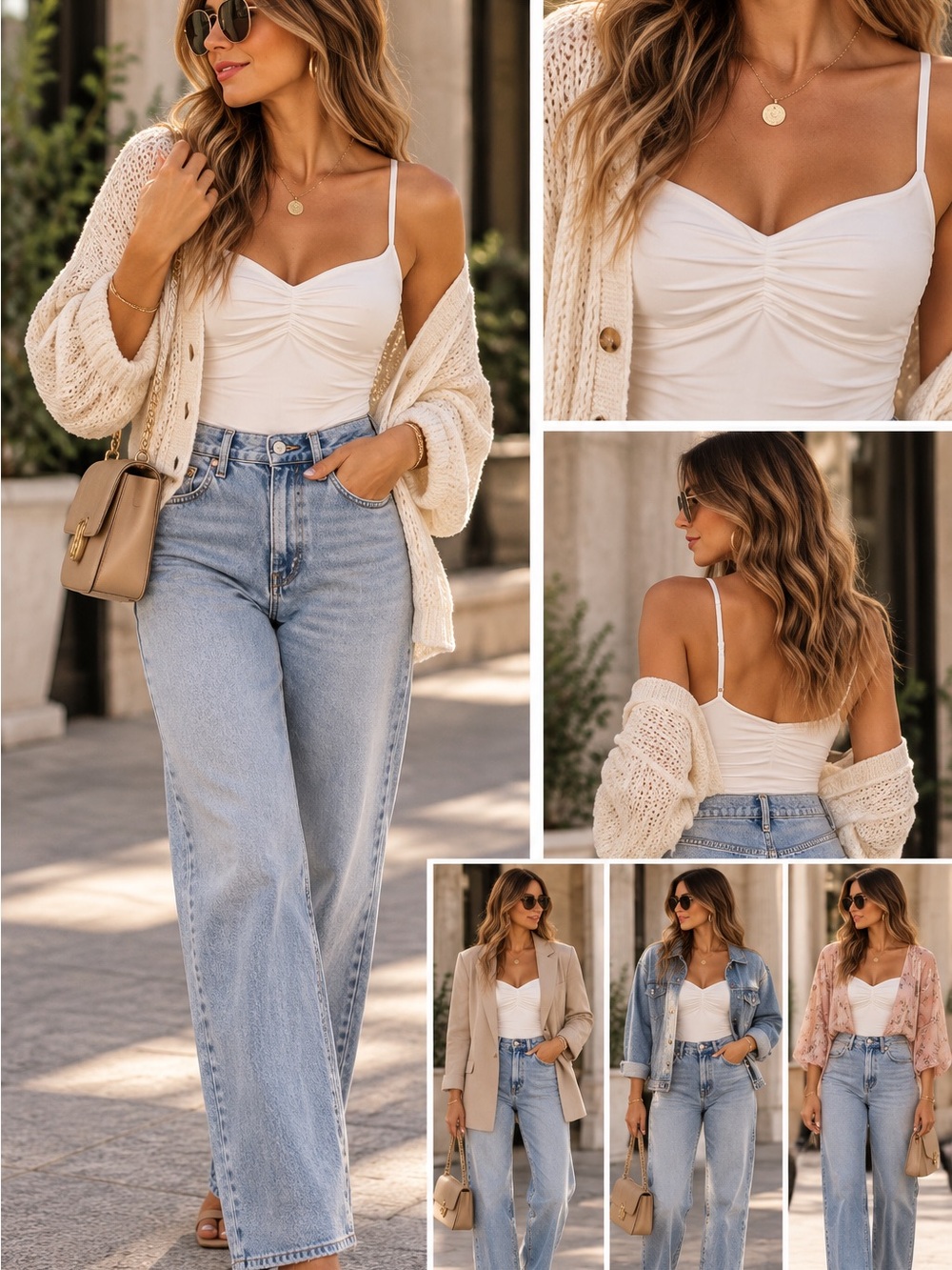 Women’s white Ruched Spaghetti Strap Bodysuit